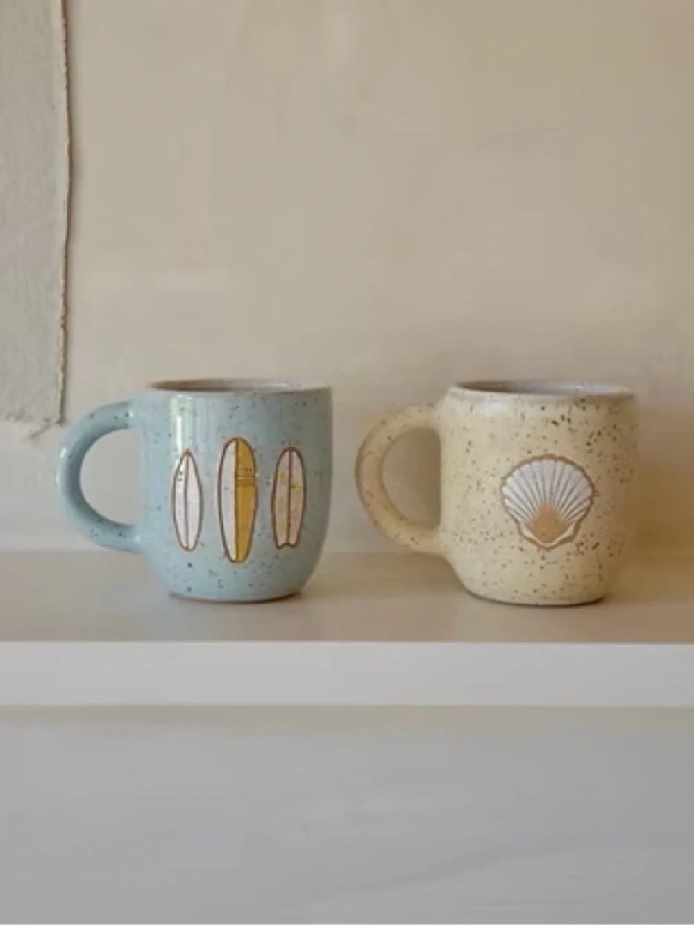 Handmade ceramic surfboard mug